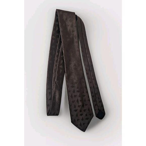 Vintage Sears Neck Tie - All Silk - Made In USA 56" x 3.75" Brown 3D Diamond - Picture 2 of 5